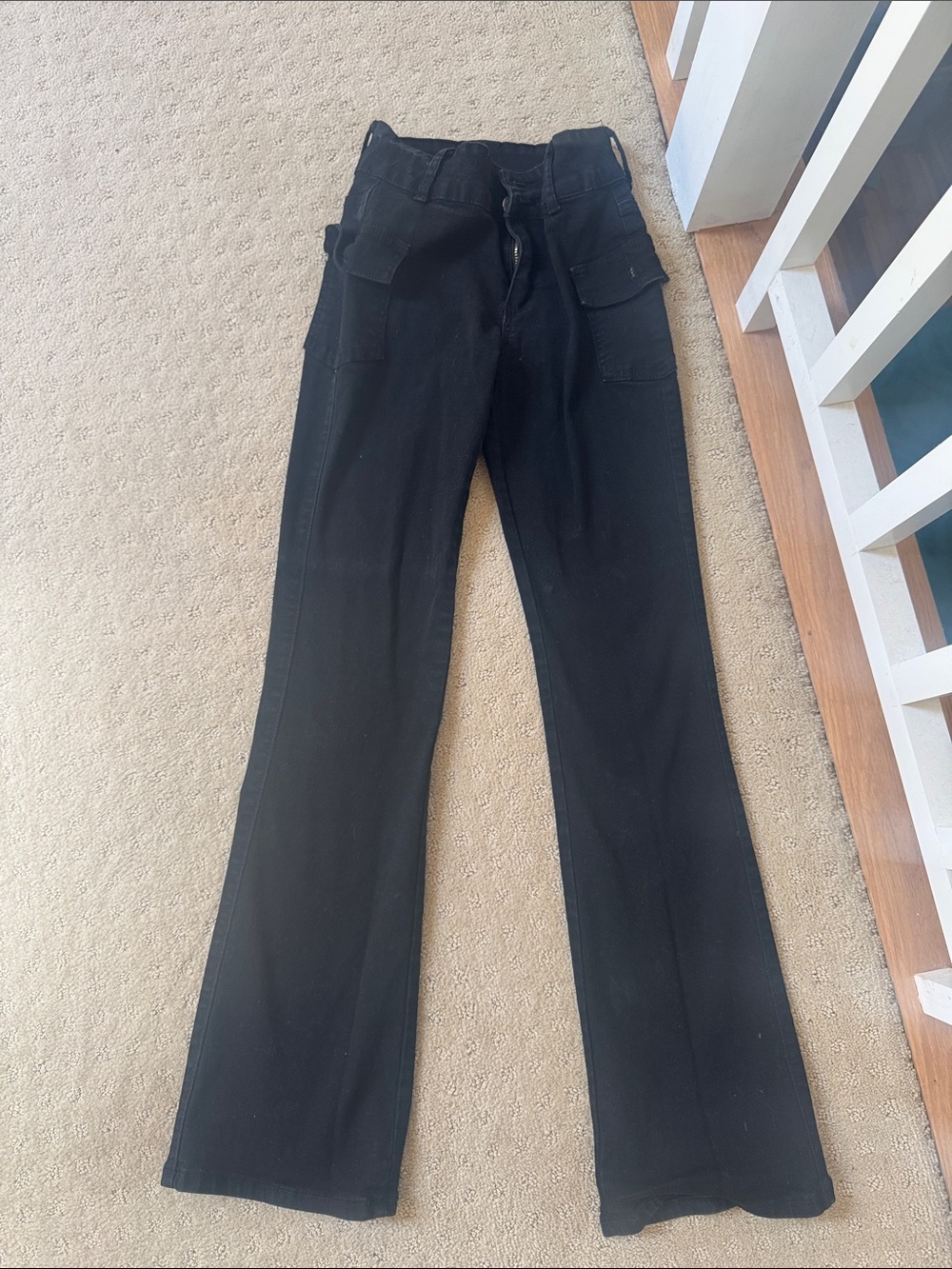 SHEIN Black Boot Cut Cargo Jeans